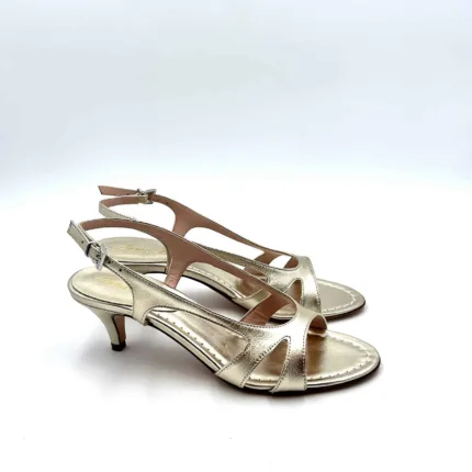 Sandalo Anna F in Nappa Platino e tacco 6 cm art. 3664