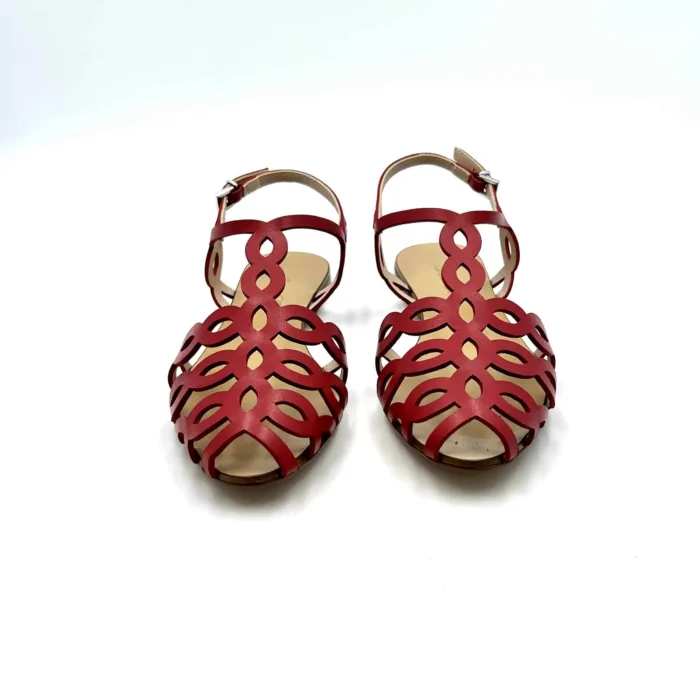 Sandalo Ragnetto Anna F in Pelle Rossa art 3628, foto 2 di 5