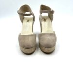 Zeppe Espadrilles in Camoscio Beige con cinturino alla caviglia, zeppa 9 cm e plateau 2 cm mod. AUDI ANTE KANGAROO art. 11558505 - immagine 2