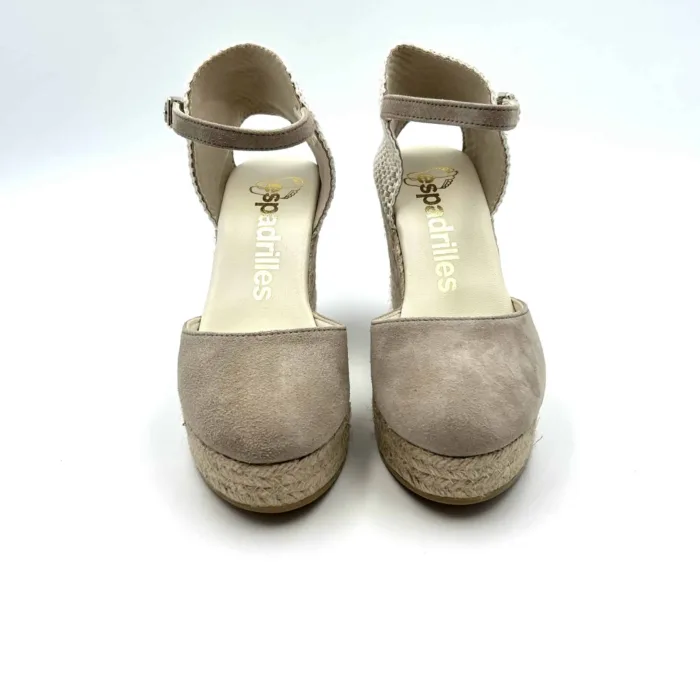 Zeppe Espadrilles in Camoscio Beige con cinturino alla caviglia, zeppa 9 cm e plateau 2 cm mod. AUDI ANTE KANGAROO art. 11558505, foto 2 di 5