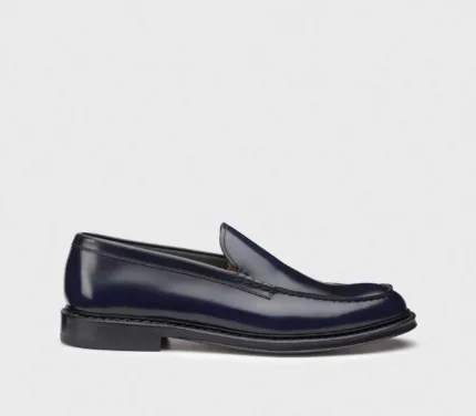 Mocassino Liscio in Pelle Spazzolata Blu art DU3008