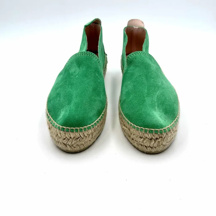 Espadrilles Double Sole Manebi 4cm in camoscio Palm Green Verde, foto 5 di 5