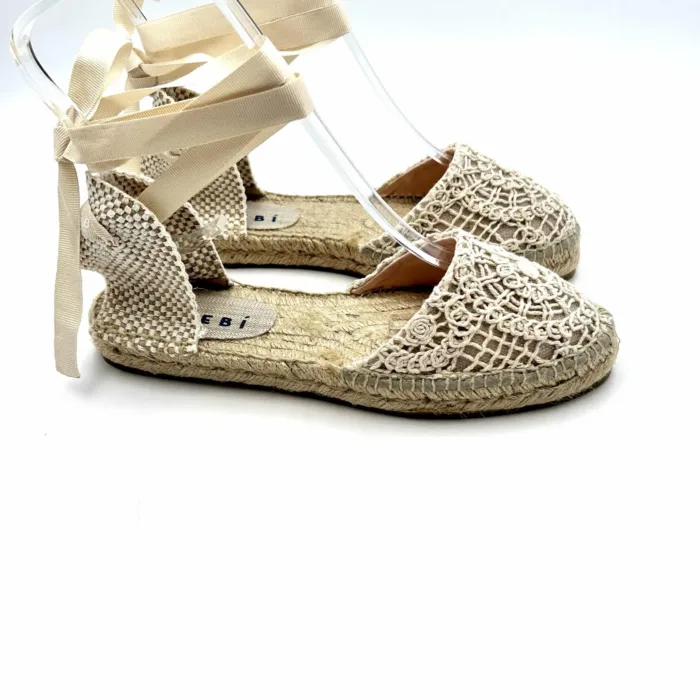 Espadrilles Valenciana Manebi con lacci in Cotone Crochet Natural Macramè, foto 1 di 5