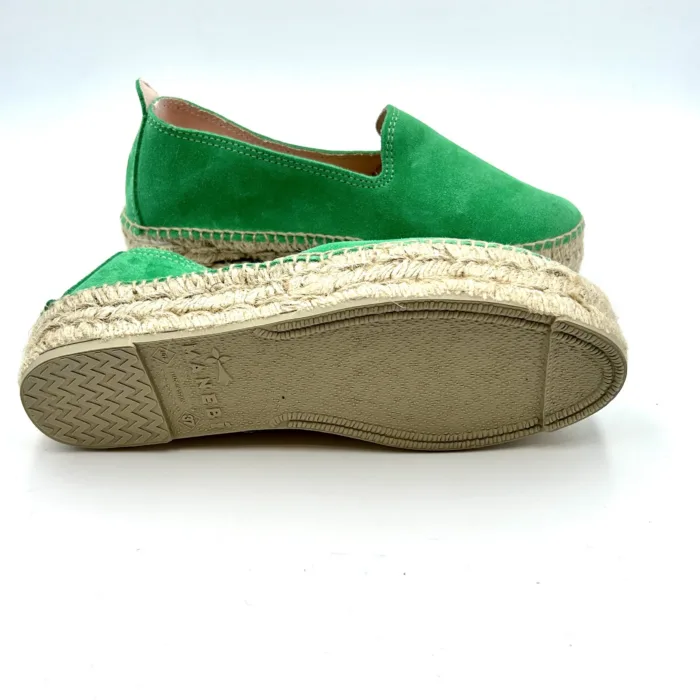 Espadrilles Double Sole Manebi 4cm in camoscio Palm Green Verde, foto 2 di 5