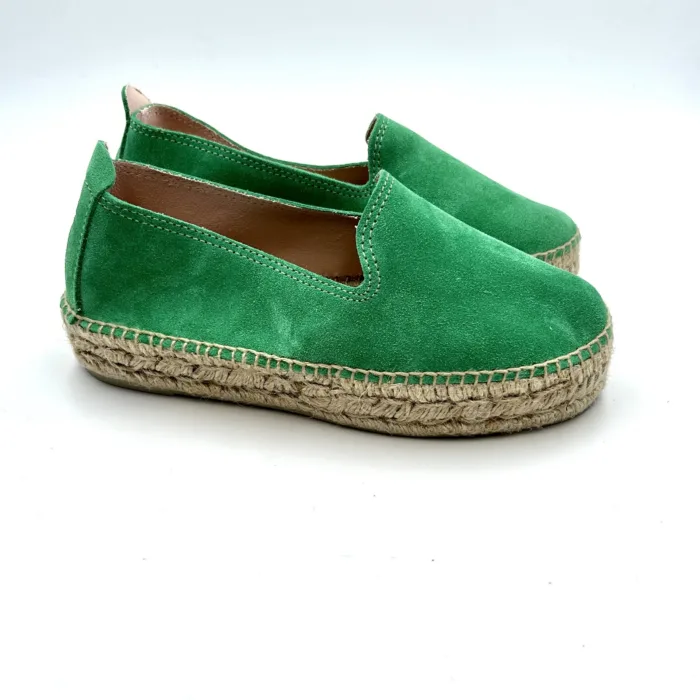 Espadrilles Double Sole Manebi 4cm in camoscio Palm Green Verde, foto 1 di 5