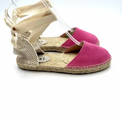 Espadrilles Valenciana Hamptons Manebi con lacci in camoscio Bold Pink Rosa