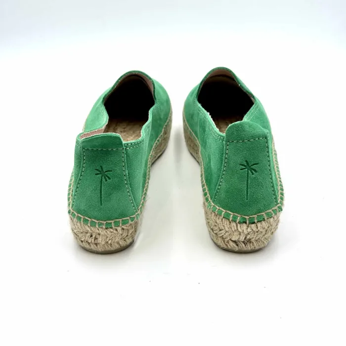 Espadrilles Double Sole Manebi 4cm in camoscio Palm Green Verde, foto 4 di 5