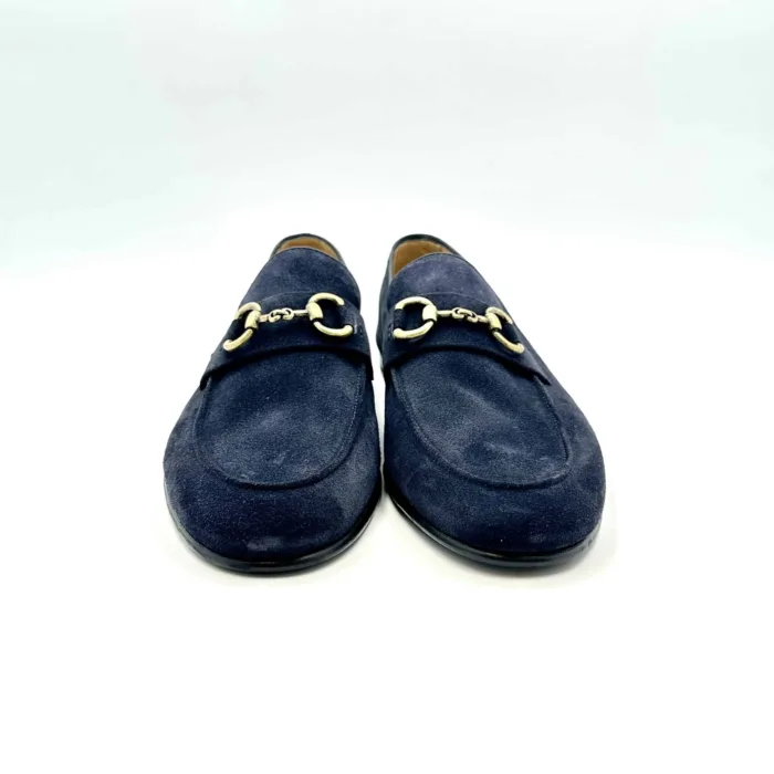 Mocassino con Fibia Oro Barrett in Camoscio Blu art 231U069.1, foto 6 di 6