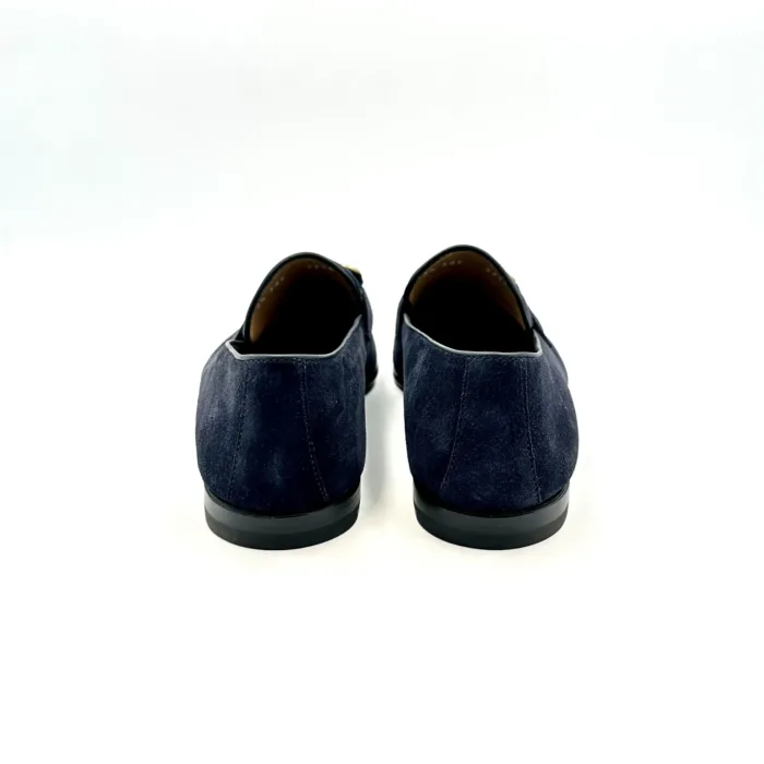 Mocassino con Fibia Oro Barrett in Camoscio Blu art 231U069.1, foto 3 di 6