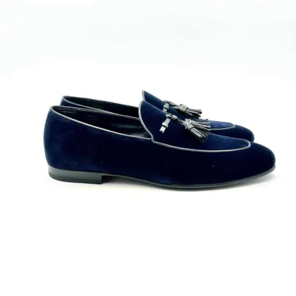 Mocassino con Nappine Barrett in velluto Blu art 211U032.1