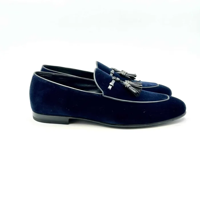 Mocassino con Nappine Barrett in velluto Blu art 211U032.1, foto 1 di 7