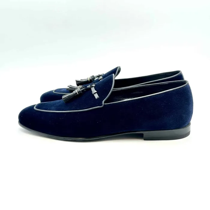 Mocassino con Nappine Barrett in velluto Blu art 211U032.1, foto 4 di 7