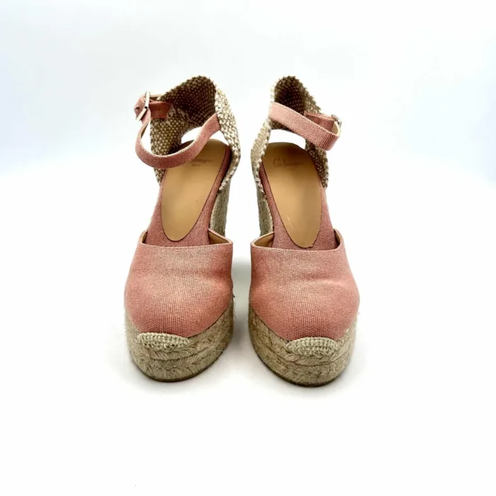 Zeppe Castaner in tela Rosa, con cinturino alla caviglia, zeppa 10 cm e plateau 3 cm mod. CAROL/8ED/002 art. 021654, foto 6 di 6