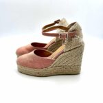 Zeppe Castaner in tela Rosa, con cinturino alla caviglia, zeppa 10 cm e plateau 3 cm mod. CAROL/8ED/002 art. 021654 - immagine 5