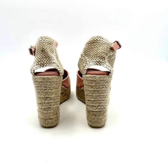 Zeppe Castaner in tela Rosa, con cinturino alla caviglia, zeppa 10 cm e plateau 3 cm mod. CAROL/8ED/002 art. 021654, foto 4 di 6