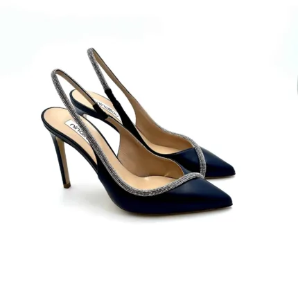Decolletè Gioiello Ninalilou in nappa Blu con dettaglio Swaroski e tacco 9 cm art 331230L9