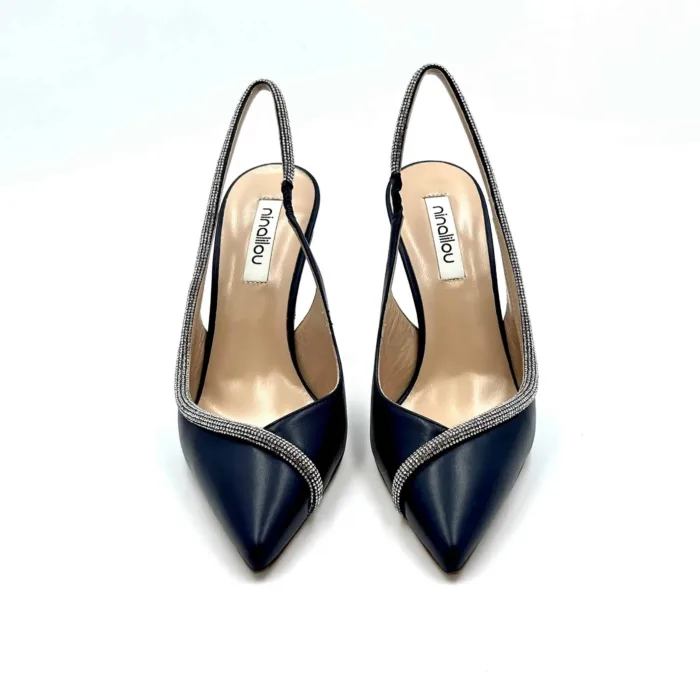 Decolletè Gioiello Ninalilou in nappa Blu con dettaglio Swaroski e tacco 9 cm art 331230L9, foto 3 di 5