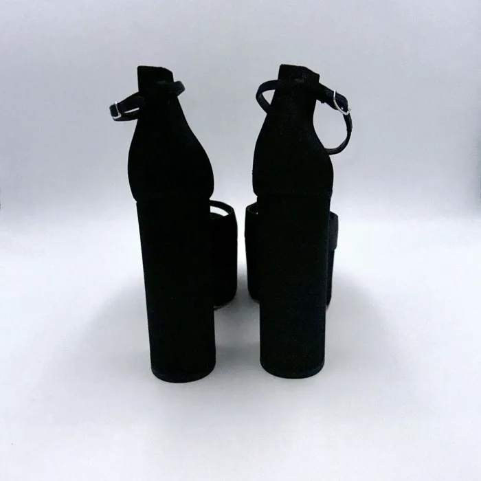 Sandali con Plateau Lella Baldi in Raso Nero, Tacco 14 cm e plateau  6 cm art. LT543T, foto 4 di 6