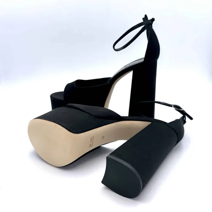Sandali con Plateau Lella Baldi in Raso Nero, Tacco 14 cm e plateau  6 cm art. LT543T, foto 6 di 6