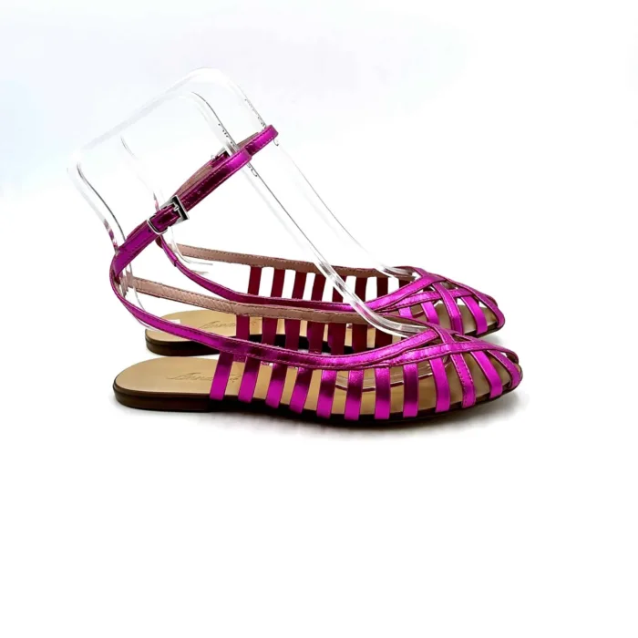 Sandalo Ragnetto Anna F in nappa laminata Fucsia art. 513, foto 1 di 5
