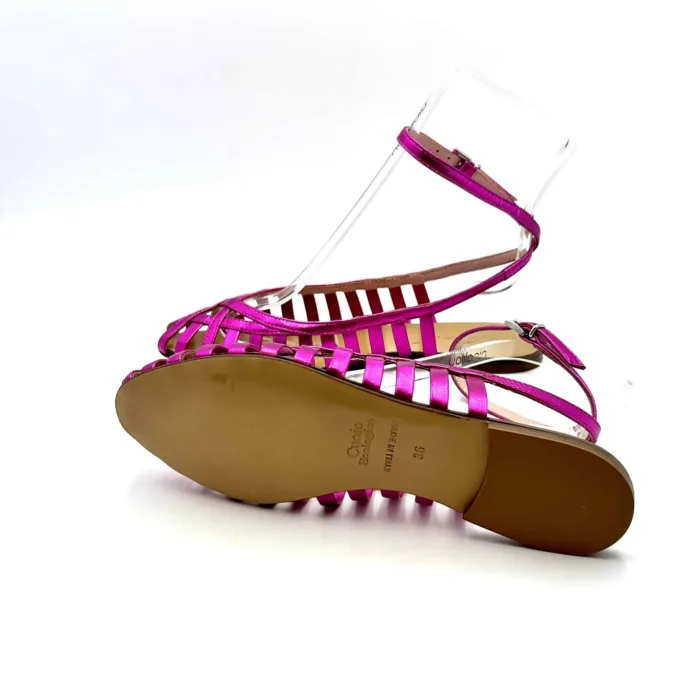 Sandalo Ragnetto Anna F in nappa laminata Fucsia art. 513, foto 4 di 5