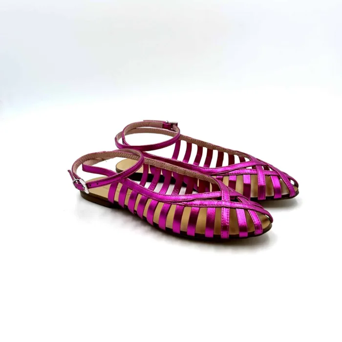 Sandalo Ragnetto Anna F in nappa laminata Fucsia art. 513, foto 2 di 5