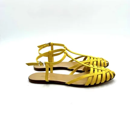 Sandalo Ragnetto Anna F con cinturino a T in nappa Gialla art. 512