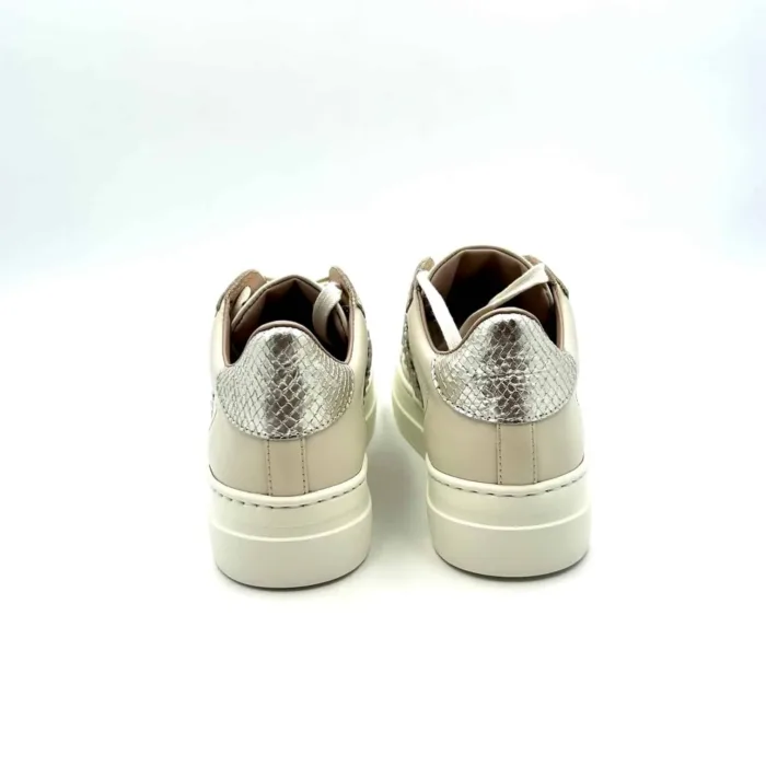 Sneakers Stokton in Vitello Burro con Fascia Perle Laterale e altezza 3 cm art. 827-D, foto 4 di 5