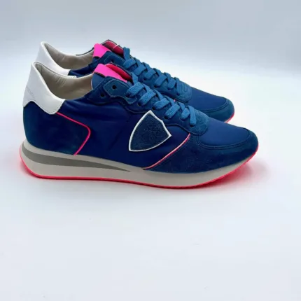 Sneakers Donna Philippe Model Tropez  Trpx in Camoscio Bluette con dettagli Fucsia  art. TZLD WN41