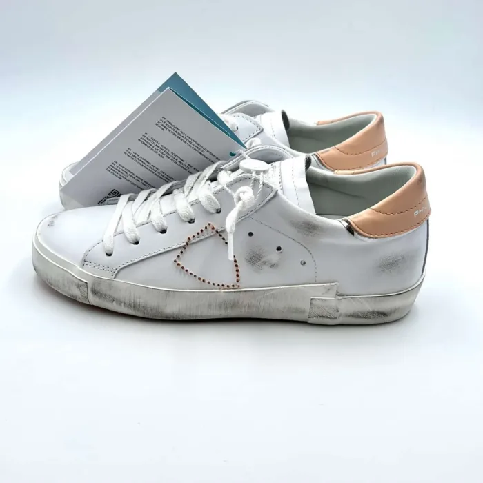 Sneakers Donna Philippe Model Paris Prsx in pelle bianca con dettagli Rosa art. PRLD VB29, foto 4 di 5