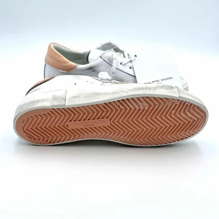 Sneakers Donna Philippe Model Paris Prsx in pelle bianca con dettagli Rosa art. PRLD VB29, foto 2 di 5