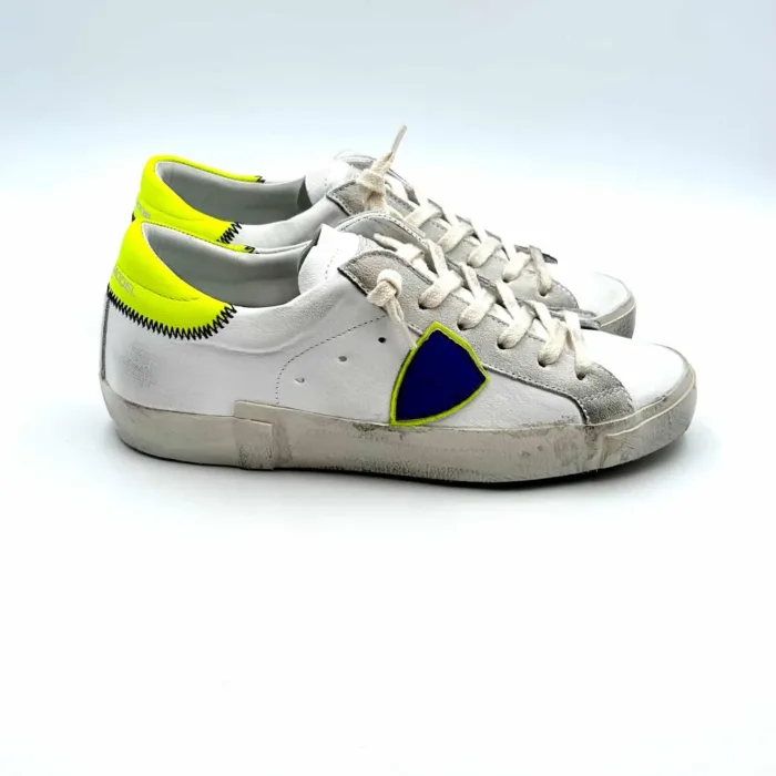Sneakers Donna Philippe Model Paris Prsx in pelle bianca con dettagli Gialli art. PRLD WNN4, foto 1 di 5