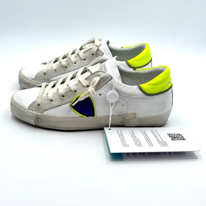 Sneakers Donna Philippe Model Paris Prsx in pelle bianca con dettagli Gialli art. PRLD WNN4, foto 4 di 5