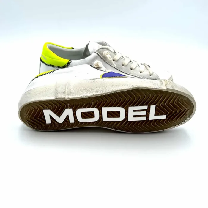 Sneakers Donna Philippe Model Paris Prsx in pelle bianca con dettagli Gialli art. PRLD WNN4, foto 2 di 5