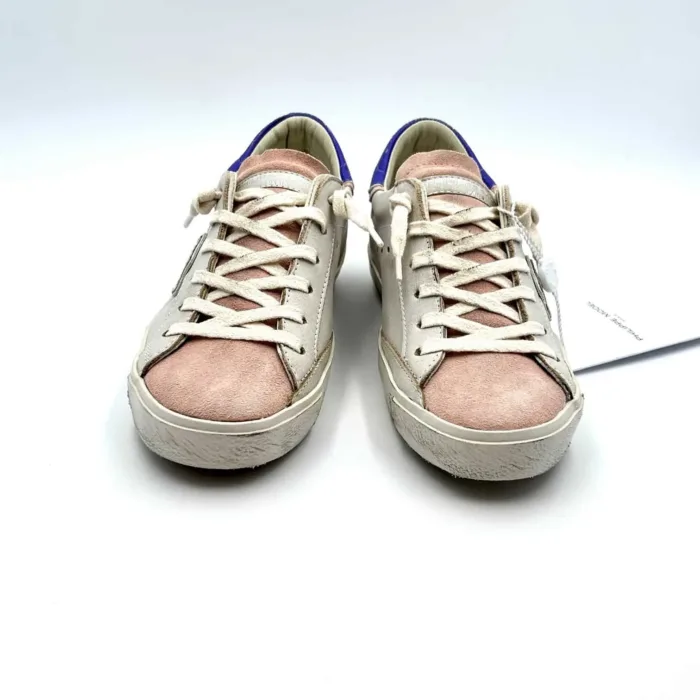 Sneakers Donna Philippe Model Paris Prsx in pelle bianca con linguetta in camoscio Rosa e Spoiler Viola art. PRLD WX17, foto 2 di 4