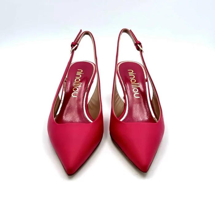 Slingback Ninalilou in Nappa Fucsia e tacco 6 cm cod 331270M5 art MYA 555, foto 2 di 5