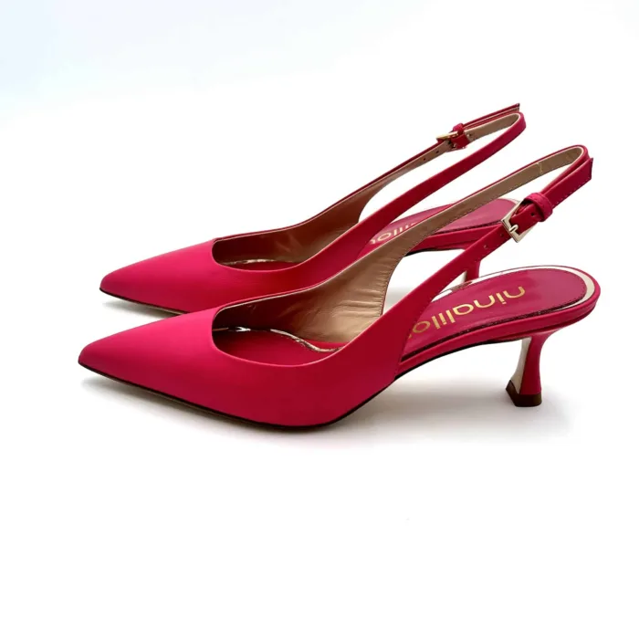 Slingback Ninalilou in Nappa Fucsia e tacco 6 cm cod 331270M5 art MYA 555, foto 3 di 5