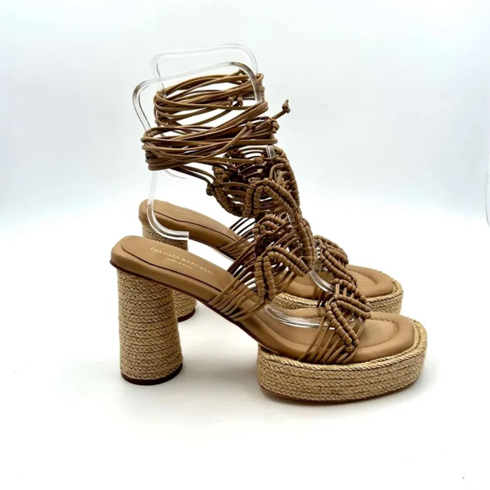 Sandali con Tacco In Corda Paloma Barcelò in nappa Nocciola, Tacco 10,5 cm  Plateau 3cm art. 2822578 Maigo, foto 1 di 5