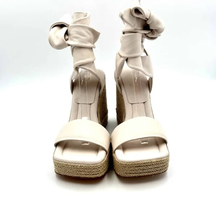 Sandali con zeppa Paloma Barcelò in nappa Avorio, zeppa 11 cm e plateau 3 cm art. 2622572 UNE, foto 2 di 5