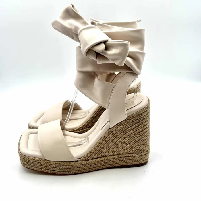 Sandali con zeppa Paloma Barcelò in nappa Avorio, zeppa 11 cm e plateau 3 cm art. 2622572 UNE, foto 3 di 5