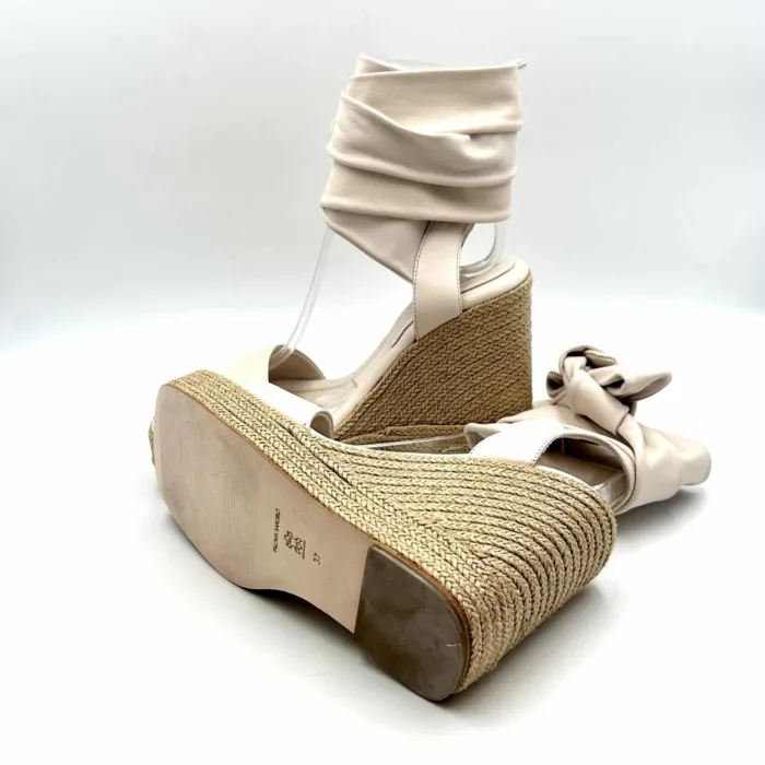 Sandali con zeppa Paloma Barcelò in nappa Avorio, zeppa 11 cm e plateau 3 cm art. 2622572 UNE, foto 5 di 5