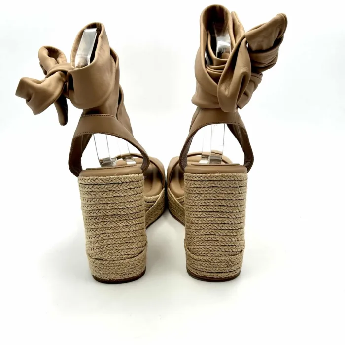 Sandali con zeppa Paloma Barcelò in nappa Avorio, zeppa 11 cm e plateau 3 cm art. 2622572 UNE, foto 4 di 5