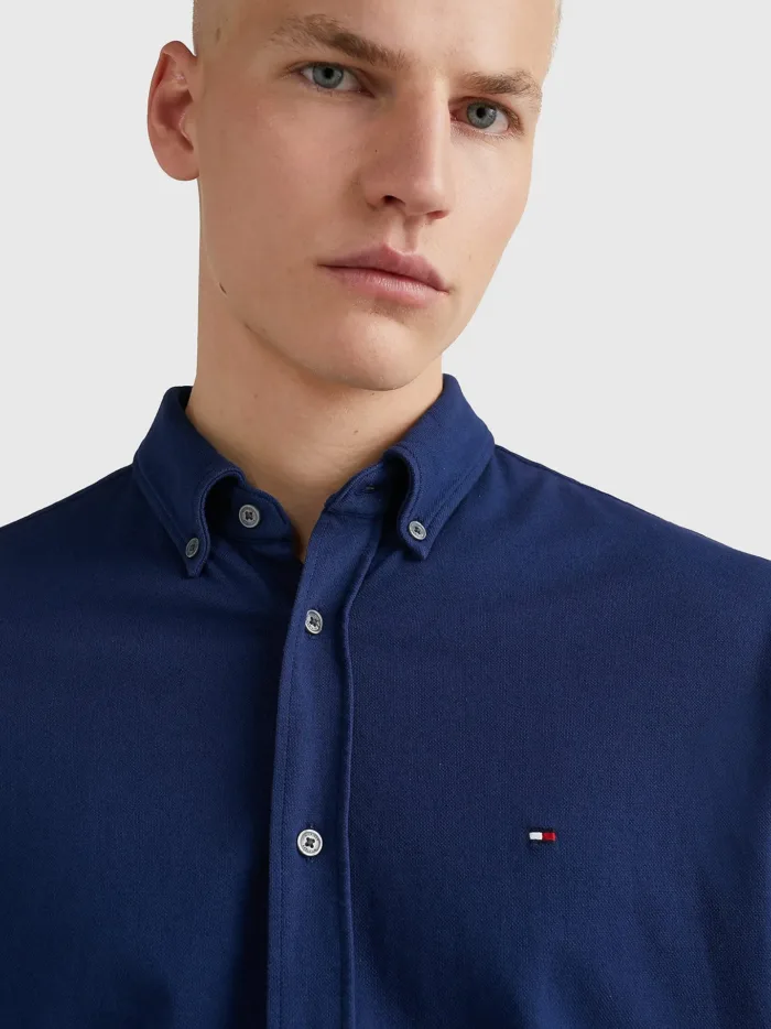 Camicia Tommy Hilfiger in pique Blu art. MW0MW28331DY4, foto 4 di 5