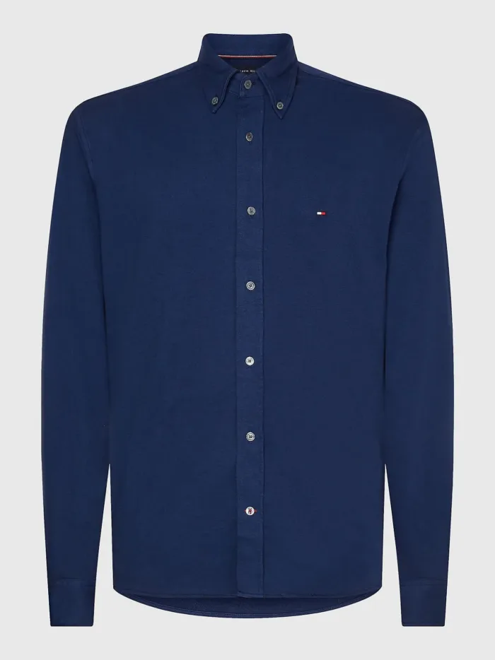 Camicia Tommy Hilfiger in pique Blu art. MW0MW28331DY4, foto 1 di 5