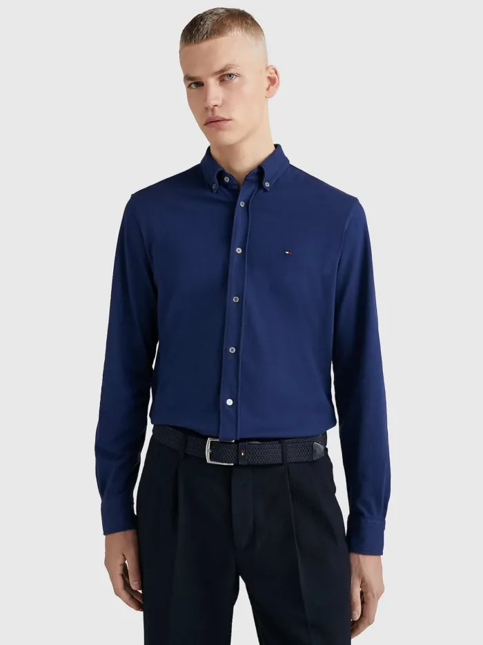 Camicia Tommy Hilfiger in pique Blu art. MW0MW28331DY4, foto 2 di 5