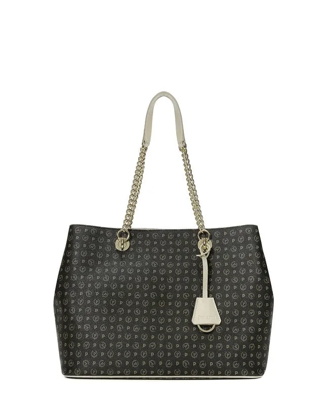 Borsa Pollini Shopping bag due manici Heritage Classic Nera con dettagli Avorio TE8407PP02Q11, foto 1 di 3