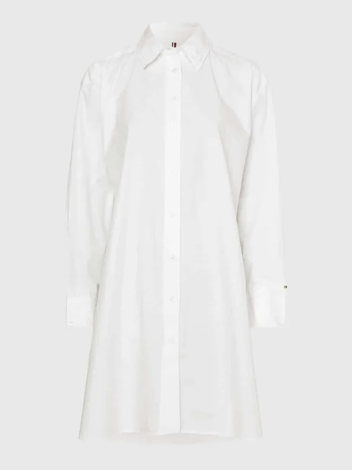 Vestitino Chemisier Oversize al Ginocchio Donna Tommy Hilfiger Bianco cod WW0WW37102YCF, foto 5 di 5