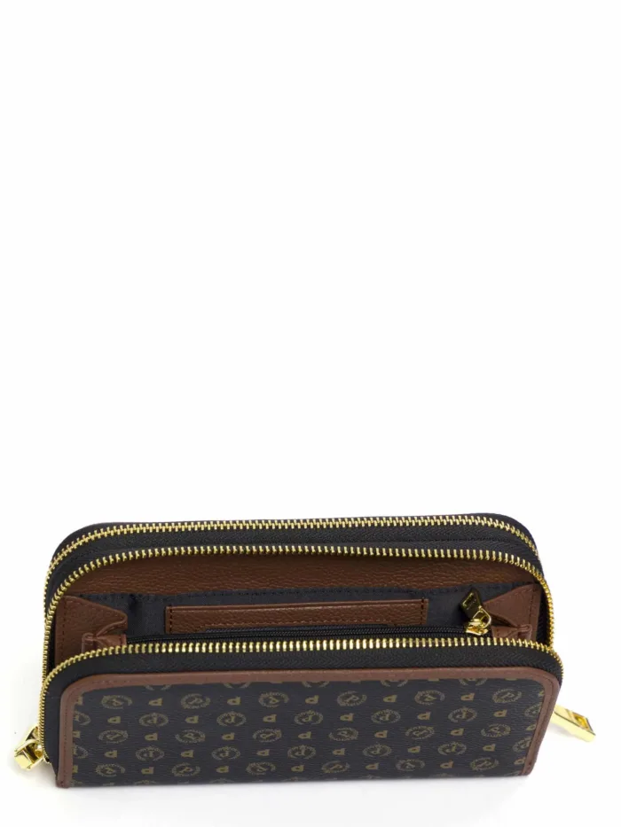 Portafoglio Pollini Donna Stampa Heritage Nero con dettagli Marrone con doppia zip art. TE9002PP02Q1100D, foto 3 di 3