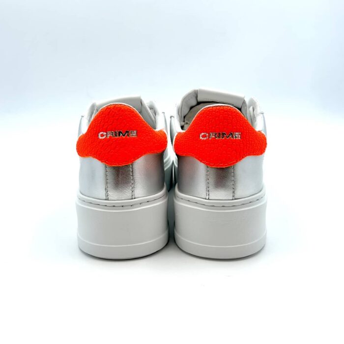 Sneakers Donna Crime in pelle Argentata con Spoiler Arancione art. 23450PP4.25, foto 4 di 5