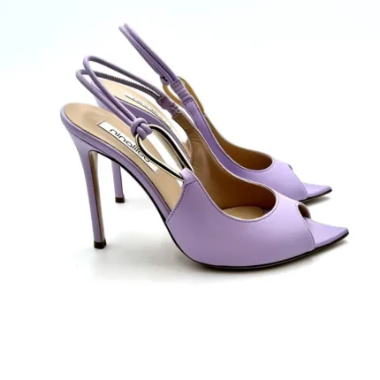 Slingback Open toe Ninalilou in nappa Glicine Tacco 11cm Plateau Interno 1cm art 321034